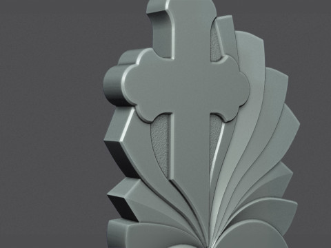 Memorial Tombstone with Cross for cnc Carving 3D Принт Модель