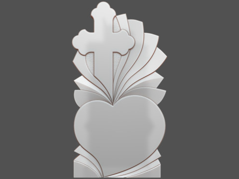 Memorial Tombstone with Cross for cnc Carving 3D Принт Модель