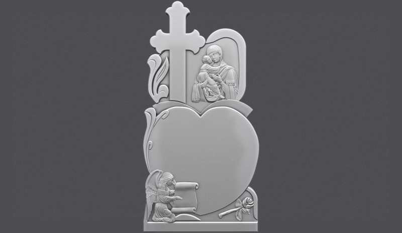 Memorial Tombstone with Angel for cnc Carving 3D 打印模型 .c4d .max .obj .3ds .fbx .stl .blend 