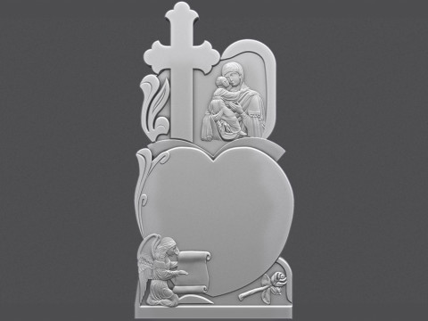 Memorial Tombstone with Angel for cnc Carving Modello di stampa 3D