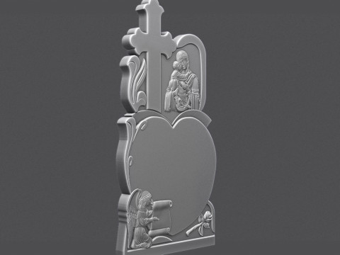 Memorial Tombstone with Angel for cnc Carving 3D 打印模型