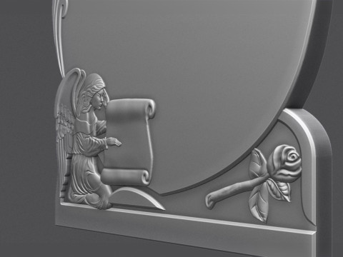 Memorial Tombstone with Angel for cnc Carving 3D 打印模型