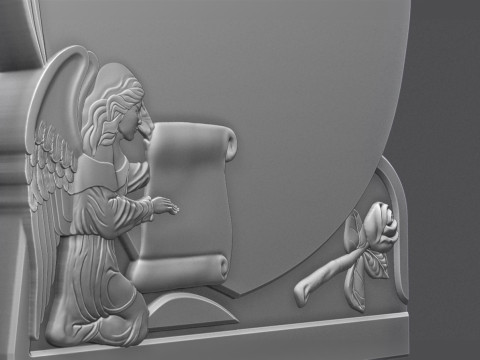 Memorial Tombstone with Angel for cnc Carving 3D 打印模型