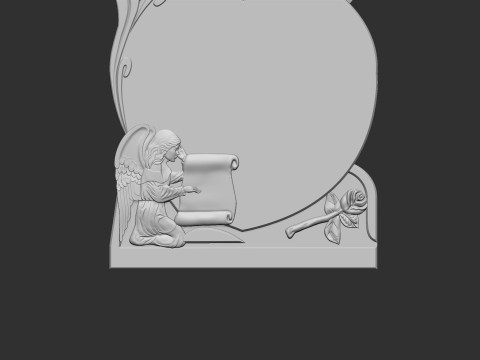 Memorial Tombstone with Angel for cnc Carving 3D 打印模型