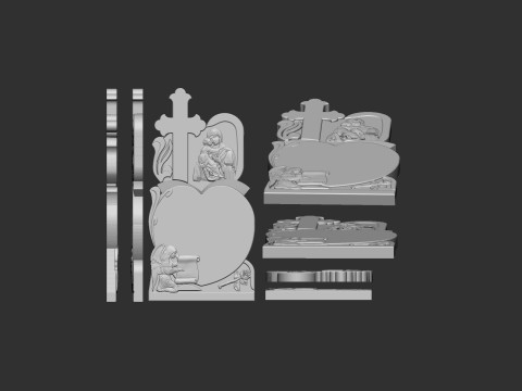 Memorial Tombstone with Angel for cnc Carving 3D 打印模型