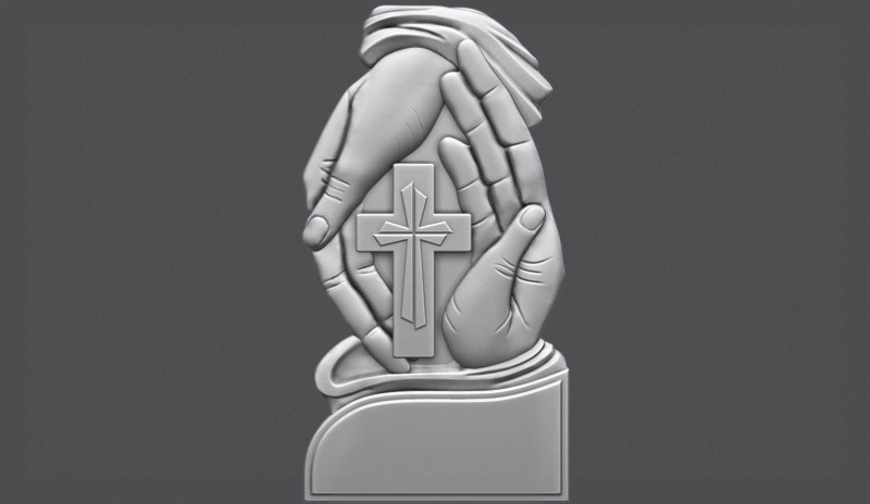 Gravestone With Cross in Palm 3D 打印模型 .c4d .max .obj .3ds .fbx .stl .blend