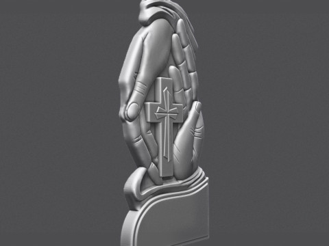 Gravestone With Cross in Palm 3D 打印模型