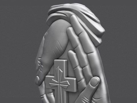 Gravestone With Cross in Palm 3D 打印模型