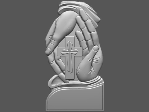 Gravestone With Cross in Palm 3D 打印模型