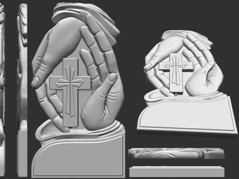 Gravestone With Cross in Palm 3D 打印模型