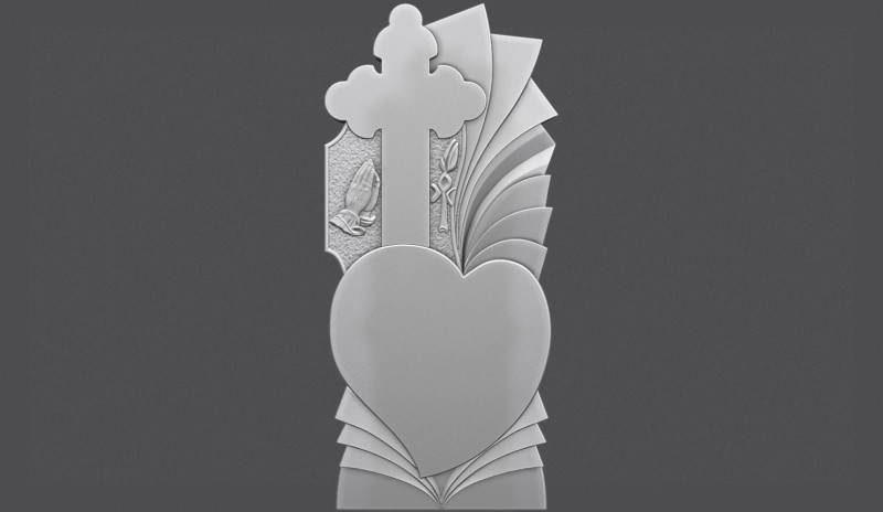 Memorial Tombstone with Cross for cnc Carving 3D Принт Модель .c4d .max .obj .3ds .fbx .stl .blend