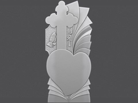 Memorial Tombstone with Cross for cnc Carving Modèles 3D en vedette