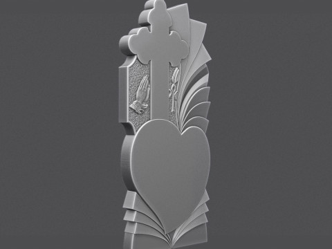 Memorial Tombstone with Cross for cnc Carving 3D Принт Модель
