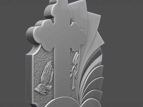Memorial Tombstone with Cross for cnc Carving 3D Принт Модель