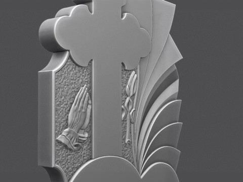 Memorial Tombstone with Cross for cnc Carving 3D Принт Модель