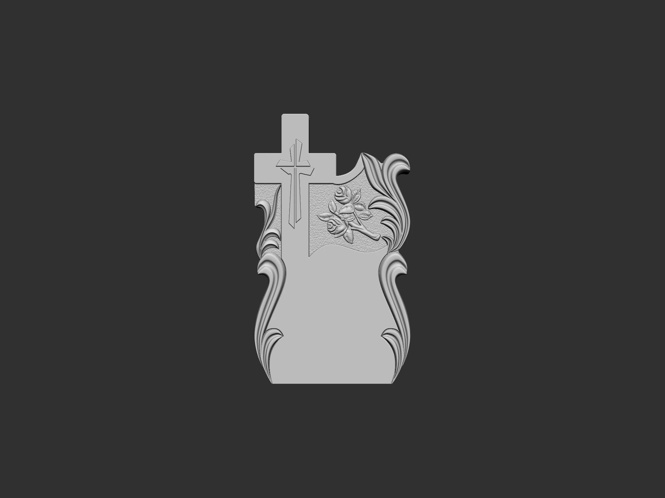 Memorial Tombstone with Cross for cnc Carving 3D Print Model .c4d .max .obj .3ds .fbx .stl .blend 