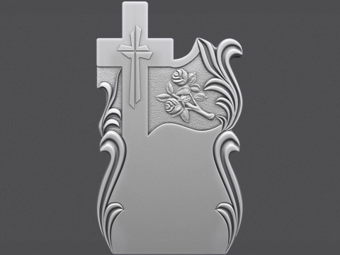 Memorial Tombstone with Cross for cnc Carving 3D Принт Модель