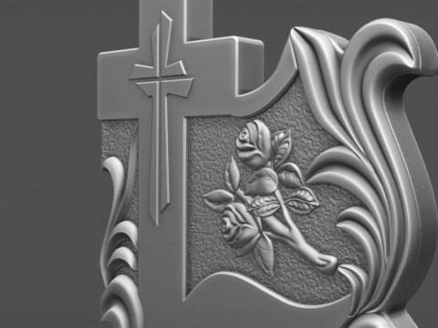 Memorial Tombstone with Cross for cnc Carving 3D Принт Модель