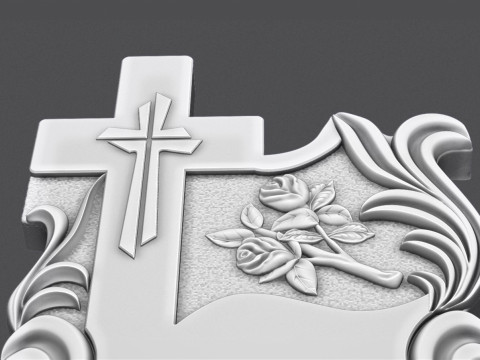 Memorial Tombstone with Cross for cnc Carving 3D Принт Модель