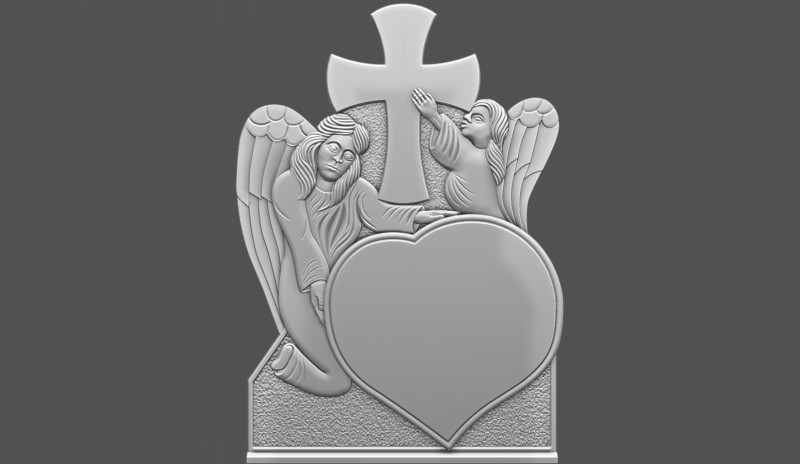 Memorial Tombstone with Angel for cnc Carving Modèles 3D en vedette .c4d .max .obj .3ds .fbx .stl .blend 