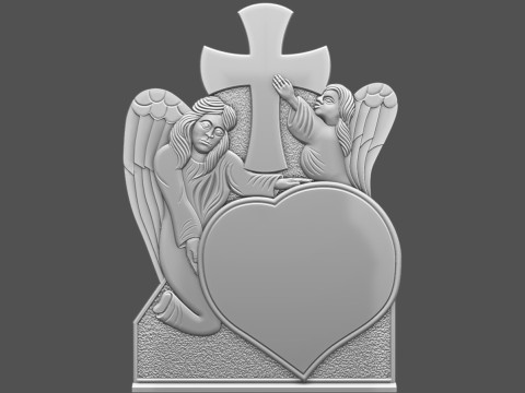 Memorial Tombstone with Angel for cnc Carving 3D Baskı Modeli