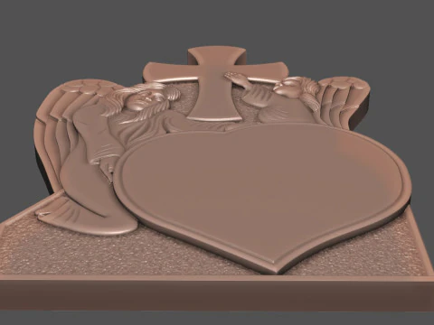 Memorial Tombstone with Angel for cnc Carving 3D Print Model