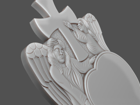 Memorial Tombstone with Angel for cnc Carving Modèles 3D en vedette