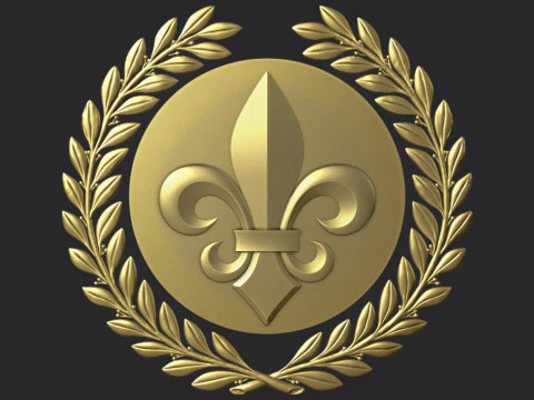 Heraldische lelie en krans 3D printmodel