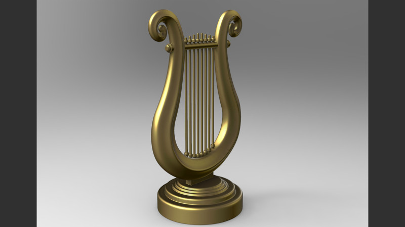 Golden Lyre Modelo de Impressão 3D .c4d .max .obj .3ds .fbx .stl .blend 