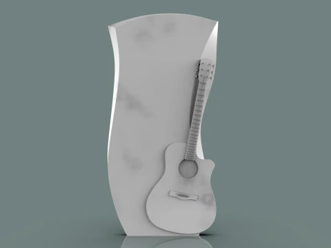 Guitar Memorial Tombstone 3D Print Model