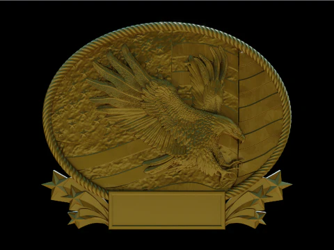 American Flag and Eagle 3D Print Model