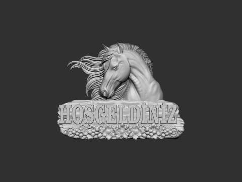 At Figurlu Hosgeldiniz Tabelasi 3D Druckmodell