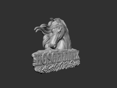 At Figurlu Hosgeldiniz Tabelasi Model Cetak 3D
