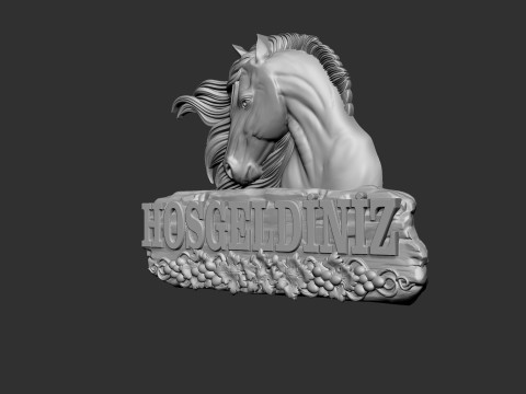 At Figurlu Hosgeldiniz Tabelasi Model Cetak 3D