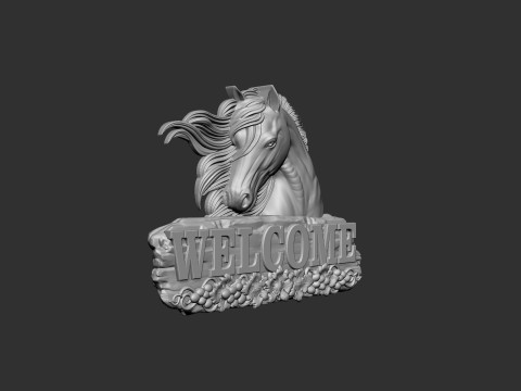 Welcome board with horse head bas relief 3Dプリントモデル