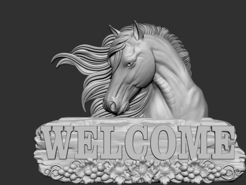 Welcome board with horse head bas relief 3Dプリントモデル