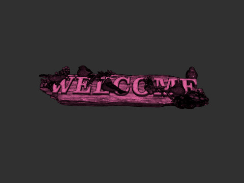 Welcome sign board with birds bas relief 3D 打印模型