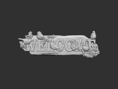 Welcome sign board with birds bas relief 3D 打印模型