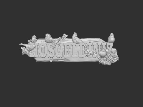Kus Motifli Hosgeldiniz Tabelasi 3D Druckmodell