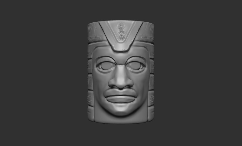 Aztec face Coffe - Tea - Milk mug 3D Print Model .c4d .max .obj .3ds .fbx .stl .blend