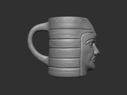 Aztec face Coffe - Tea - Milk mug 3D Print Model