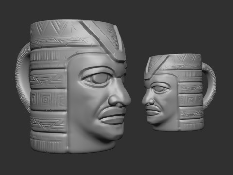 Aztec face Coffe - Tea - Milk mug 3D Print Model
