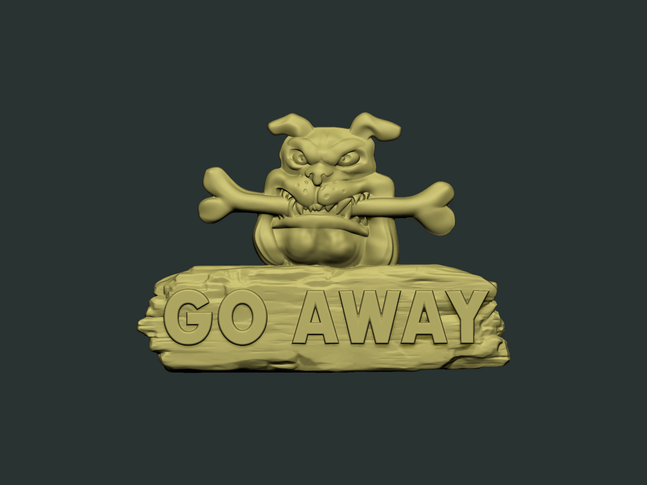 Go Away Dog bas relief 3D Print Model .c4d .max .obj .3ds .fbx .stl .blend 