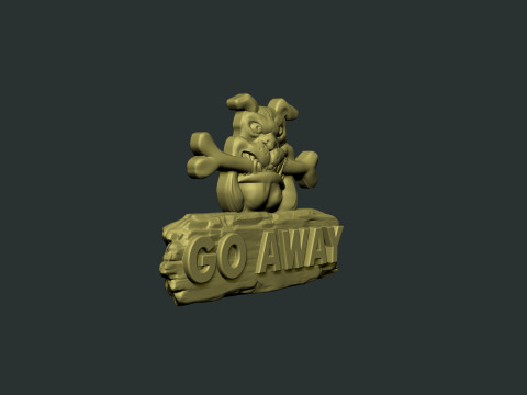 Go Away Dog bas relief 3D Print Model