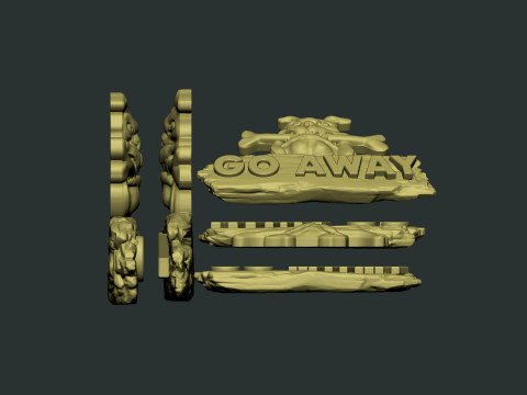 Go Away Dog bas relief 3D Print Model