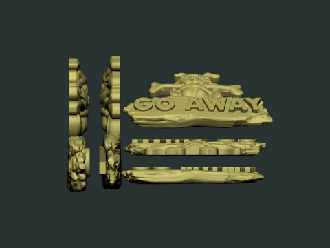 Go Away Dog bas relief 3D Print Model