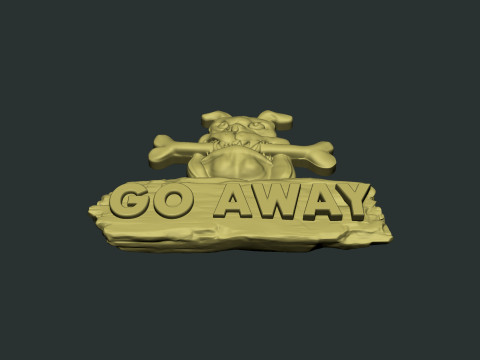 Go Away Dog bas relief 3D Print Model