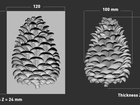 Pine cone cookie stamp 3D Print Model