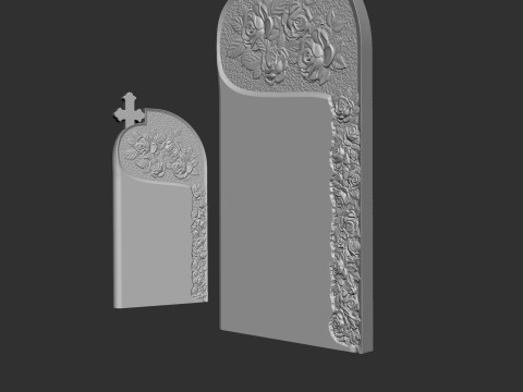 Memorial Tombstone with roses 3D Принт Модель