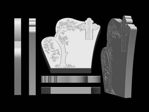 Tree Shaped Tombstone 3D Print Model